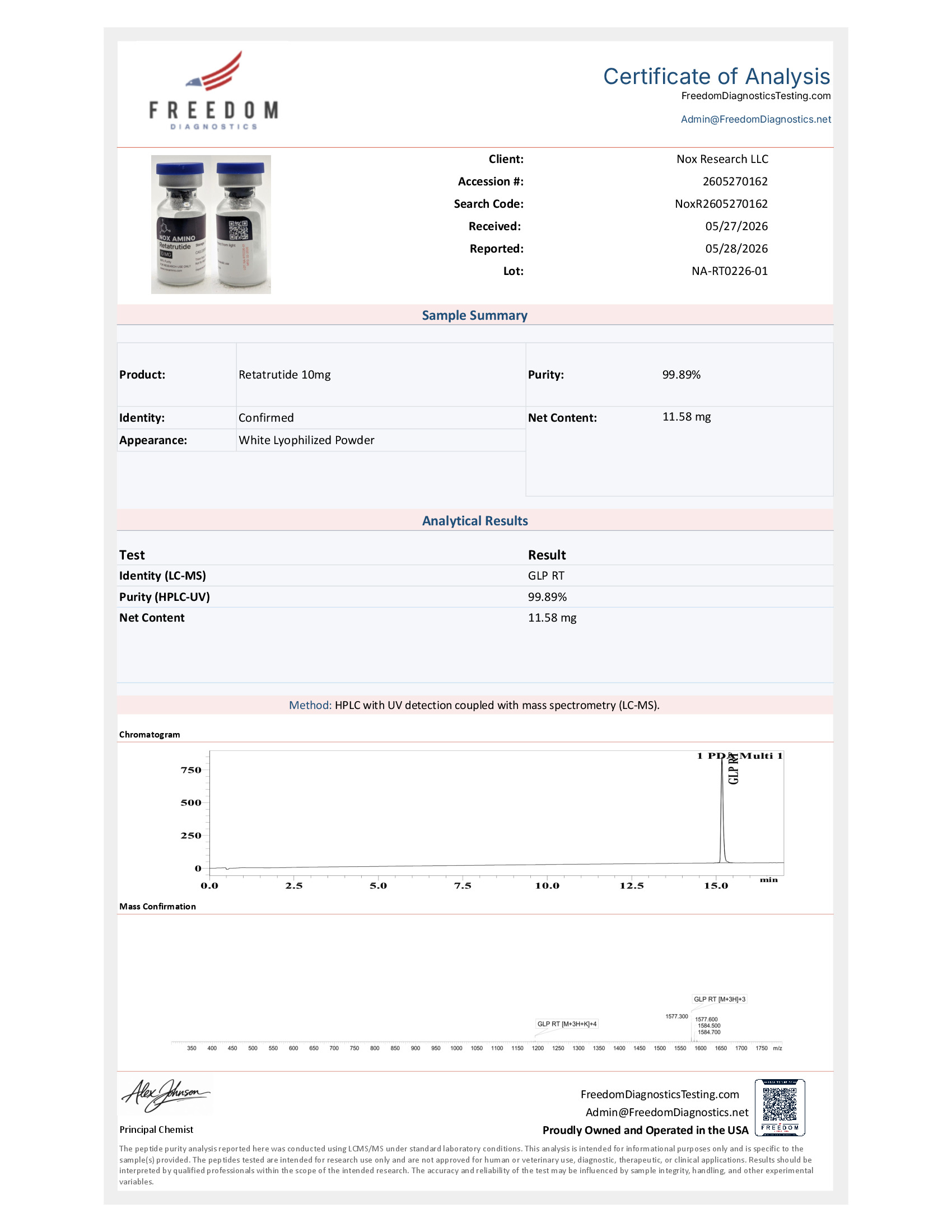 COA preview for Retatrutide 10mg